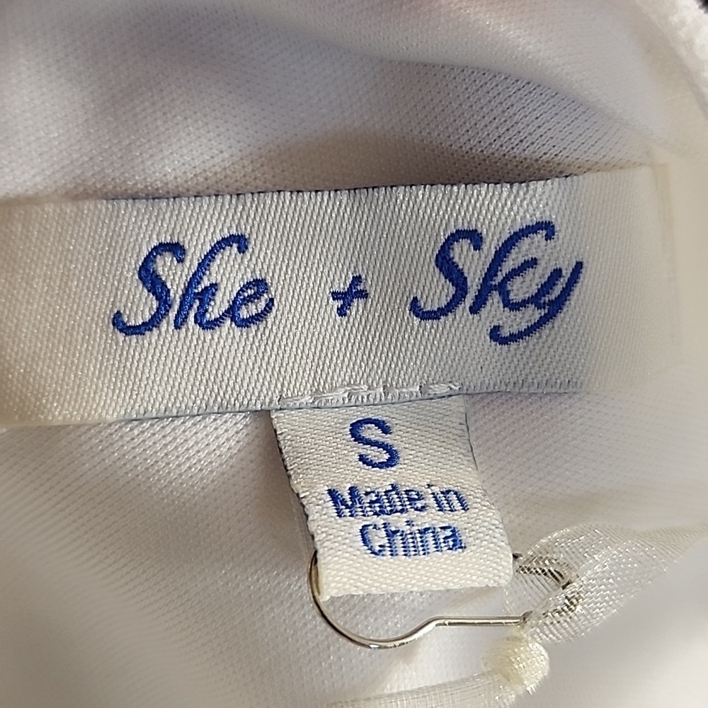 She + SKY White Cold Shoulder Shirt Jumsuit Size SMALL - Picture 6 of 7